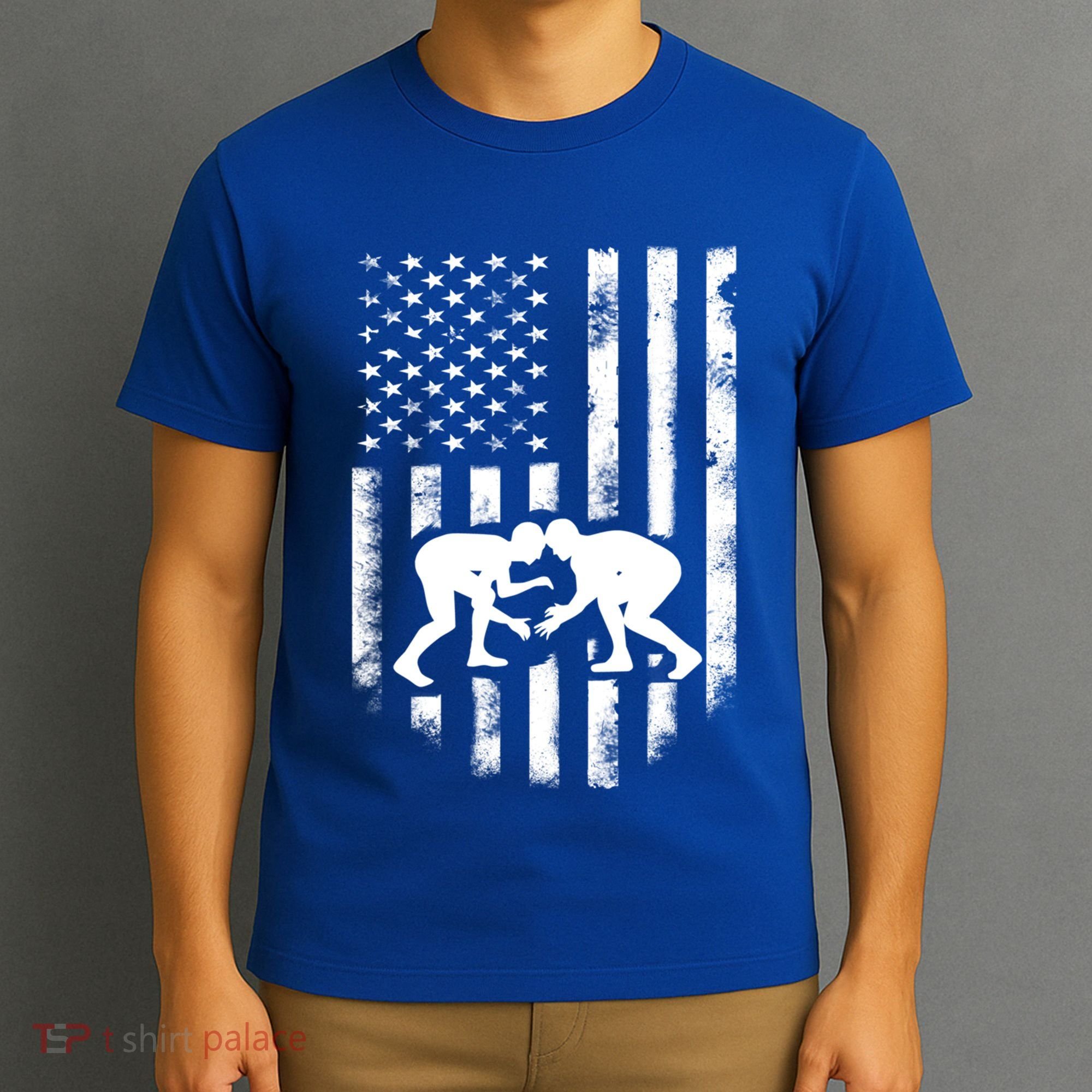 American Flag Wrestling Gift Distressed Wrestle Gift Gift T-Shirt