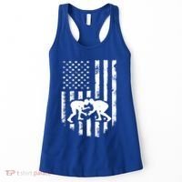 American Flag Wrestling Gift Distressed Wrestle Gift Gift Women's Tank Top thumb 0