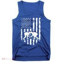 American Flag Wrestling Gift Distressed Wrestle Gift Gift Tank Top thumb 0