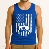 American Flag Wrestling Gift Distressed Wrestle Gift Gift Tank Top thumb 3