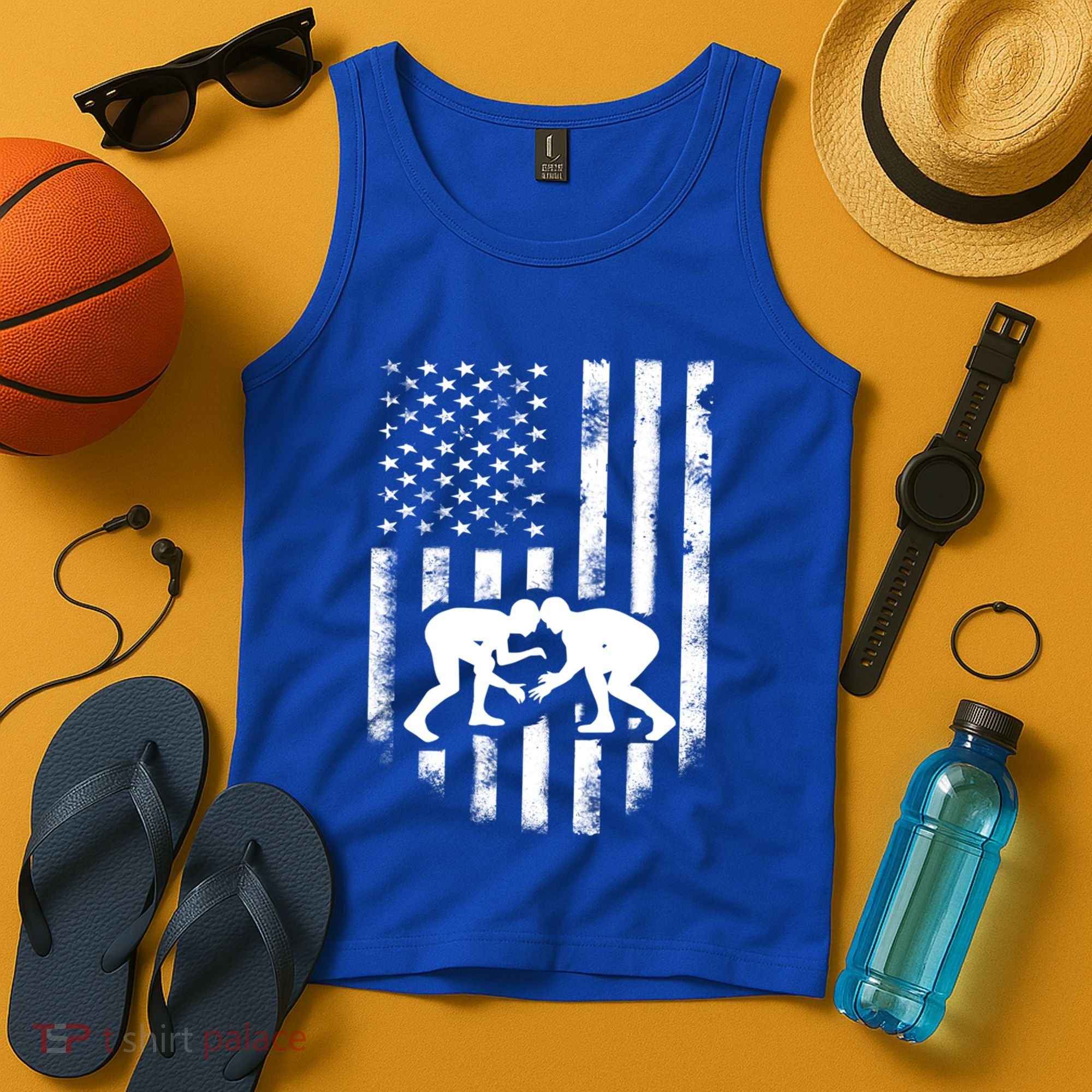 American Flag Wrestling Gift Distressed Wrestle Gift Gift Tank Top