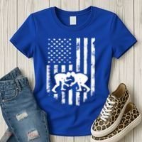 American Flag Wrestling Gift Distressed Wrestle Gift Gift Women's T-Shirt thumb 3