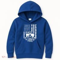 American Flag Wrestling Gift Distressed Wrestle Gift Gift Kids Hoodie thumb 0