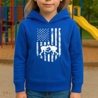 American Flag Wrestling Gift Distressed Wrestle Gift Gift Kids Hoodie thumb 3