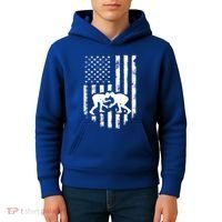 American Flag Wrestling Gift Distressed Wrestle Gift Gift Kids Hoodie thumb 4