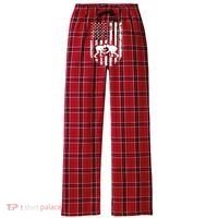 American Flag Wrestling Gift Distressed Wrestle Gift Gift Women's Flannel Plaid Pajama Pants thumb 0