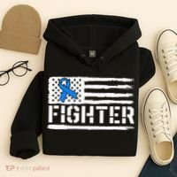 ALS Fighter Warrior Blue American Flag Awareness Ribbon Hoodie thumb 4