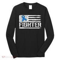 ALS Fighter Warrior Blue American Flag Awareness Ribbon Long Sleeve Shirt thumb 0
