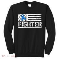 ALS Fighter Warrior Blue American Flag Awareness Ribbon Sweatshirt thumb 0