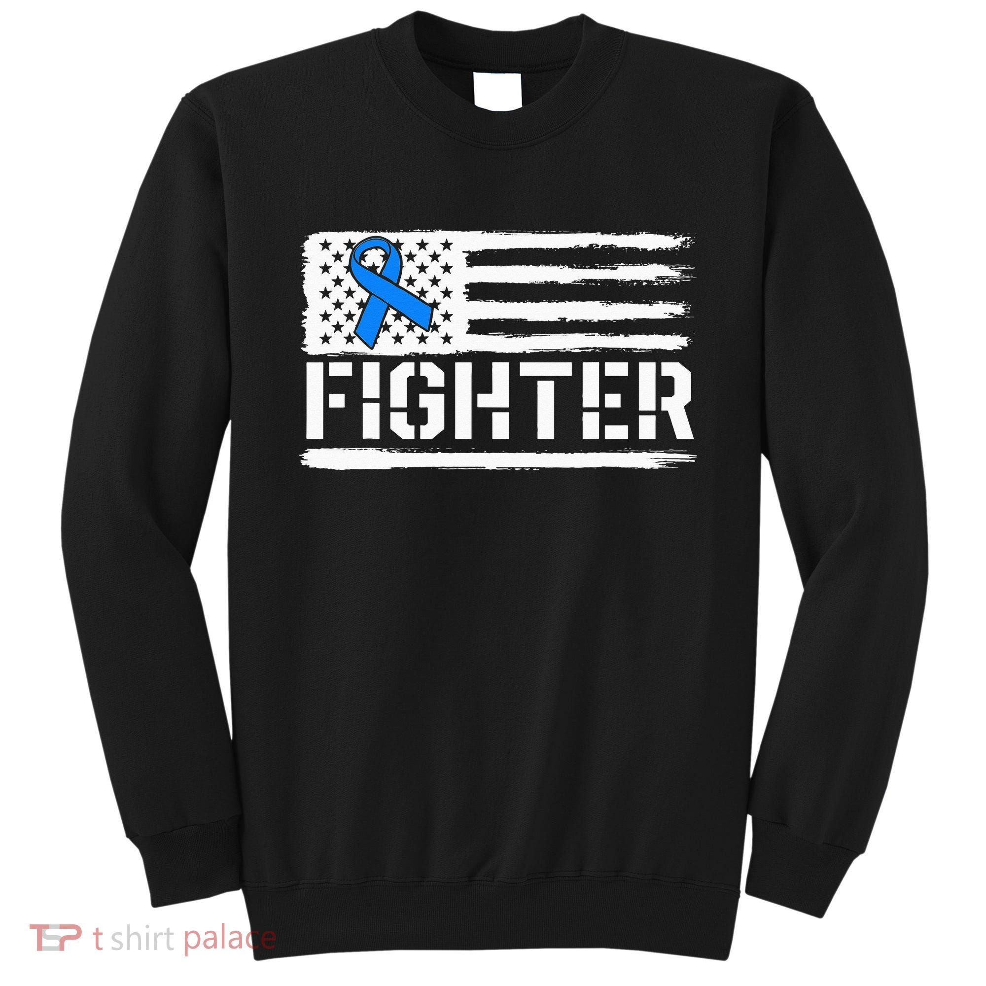 ALS Fighter Warrior Blue American Flag Awareness Ribbon Sweatshirt