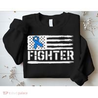 ALS Fighter Warrior Blue American Flag Awareness Ribbon Sweatshirt thumb 2
