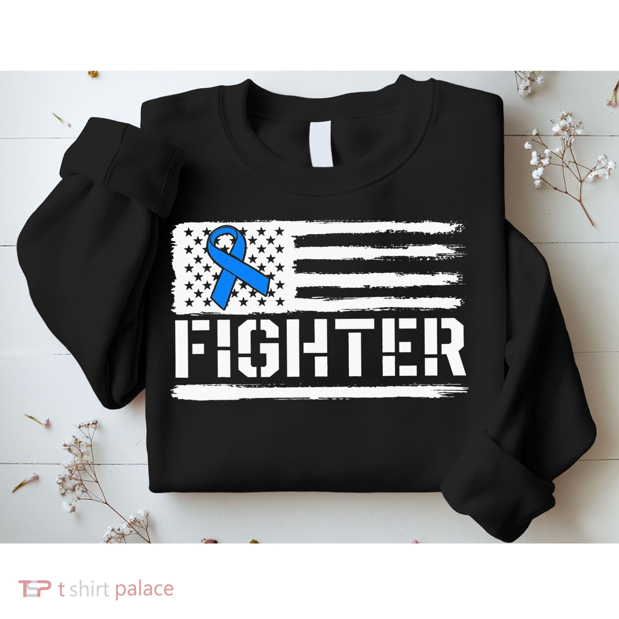 ALS Fighter Warrior Blue American Flag Awareness Ribbon Sweatshirt