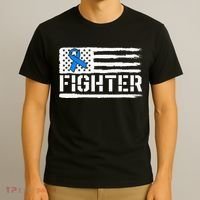 ALS Fighter Warrior Blue American Flag Awareness Ribbon T-Shirt thumb 3
