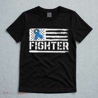 ALS Fighter Warrior Blue American Flag Awareness Ribbon T-Shirt thumb 5