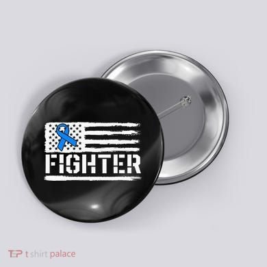 ALS Fighter Warrior Blue American Flag Awareness Ribbon Button