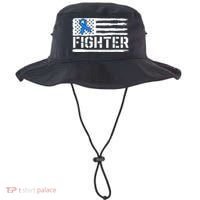 ALS Fighter Warrior Blue American Flag Awareness Ribbon Bucket Hat thumb 0