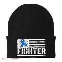 ALS Fighter Warrior Blue American Flag Awareness Ribbon Beanie thumb 0