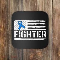 ALS Fighter Warrior Blue American Flag Awareness Ribbon Coaster thumb 0