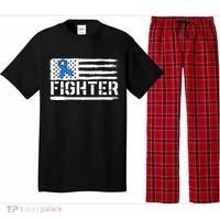 ALS Fighter Warrior Blue American Flag Awareness Ribbon Pajama Set thumb 0
