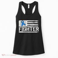 ALS Fighter Warrior Blue American Flag Awareness Ribbon Women's Tank Top thumb 0