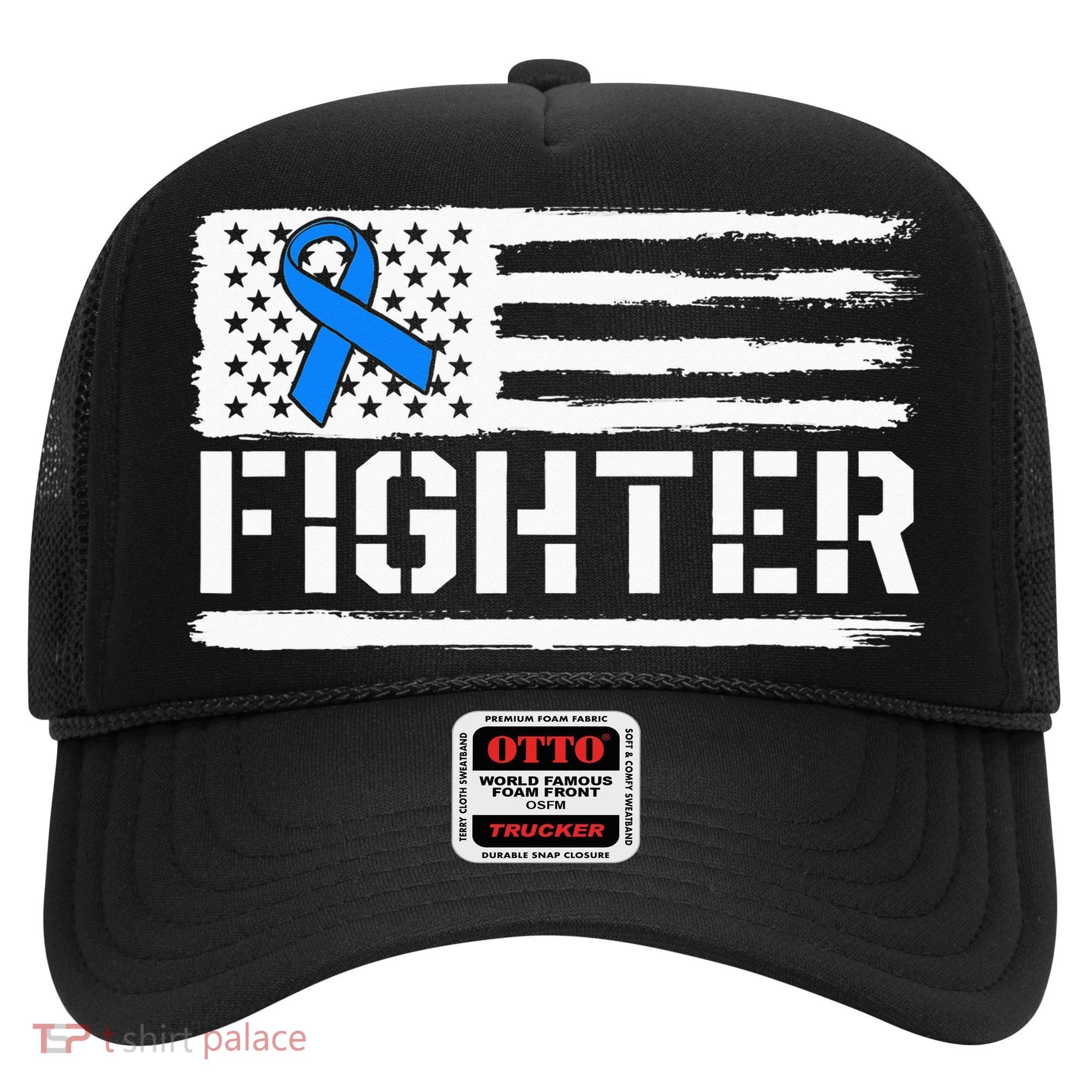 ALS Fighter Warrior Blue American Flag Awareness Ribbon Hat