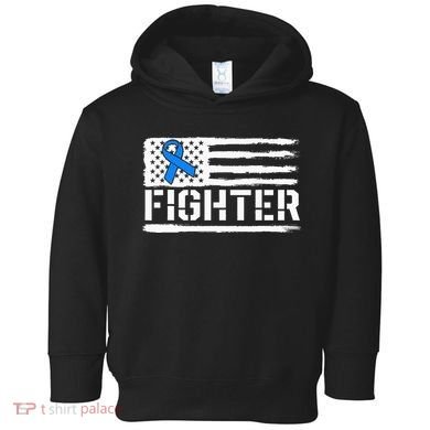 ALS Fighter Warrior Blue American Flag Awareness Ribbon Toddler Hoodie