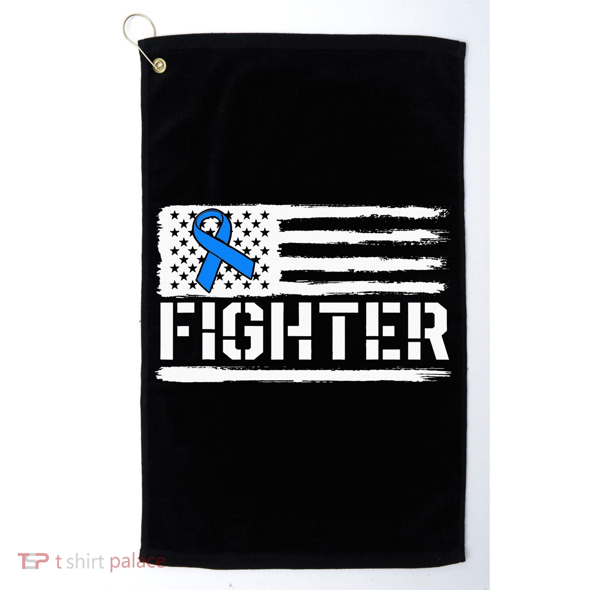 ALS Fighter Warrior Blue American Flag Awareness Ribbon Golf Towel