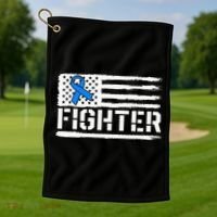 ALS Fighter Warrior Blue American Flag Awareness Ribbon Golf Towel thumb 1