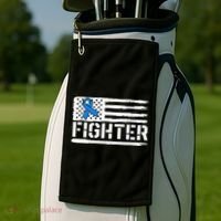ALS Fighter Warrior Blue American Flag Awareness Ribbon Golf Towel thumb 2