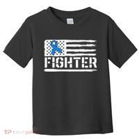 ALS Fighter Warrior Blue American Flag Awareness Ribbon Toddler T-Shirt thumb 0