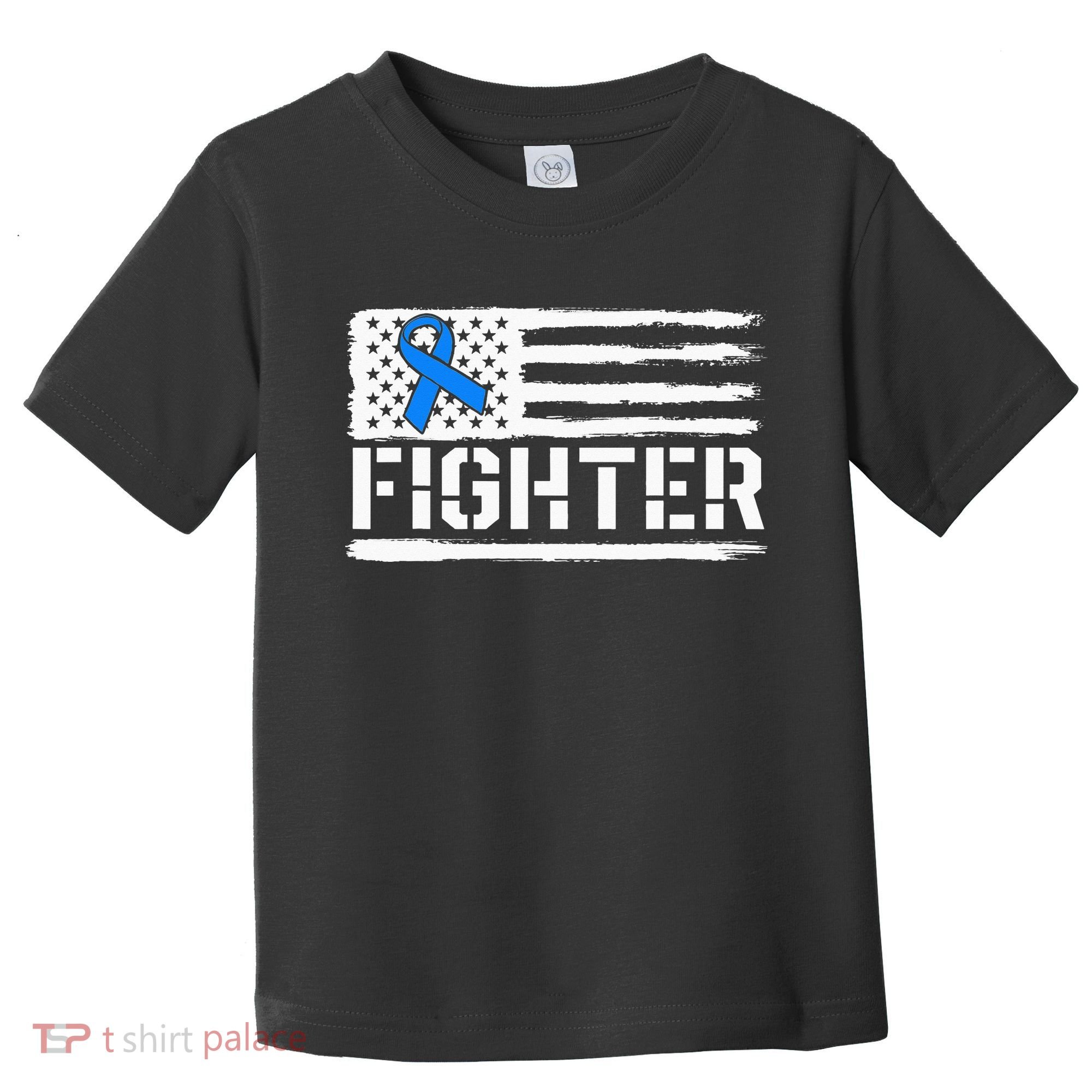 ALS Fighter Warrior Blue American Flag Awareness Ribbon Toddler T-Shirt