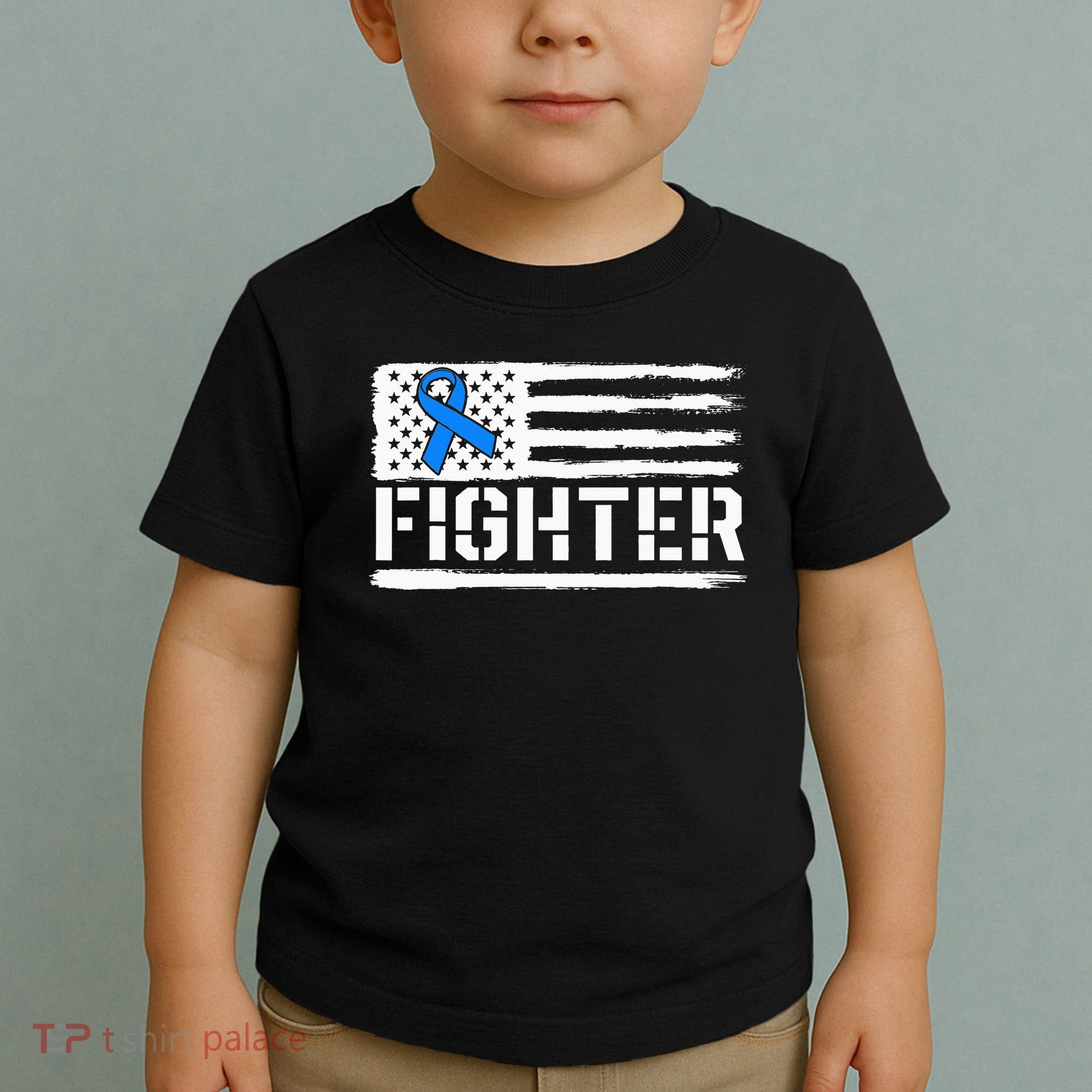 ALS Fighter Warrior Blue American Flag Awareness Ribbon Toddler T-Shirt