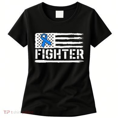 ALS Fighter Warrior Blue American Flag Awareness Ribbon Women's T-Shirt