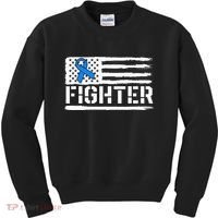 ALS Fighter Warrior Blue American Flag Awareness Ribbon Kids Sweatshirt thumb 0