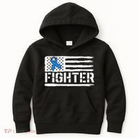 ALS Fighter Warrior Blue American Flag Awareness Ribbon Kids Hoodie thumb 0