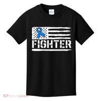 ALS Fighter Warrior Blue American Flag Awareness Ribbon Kids T-Shirt thumb 0