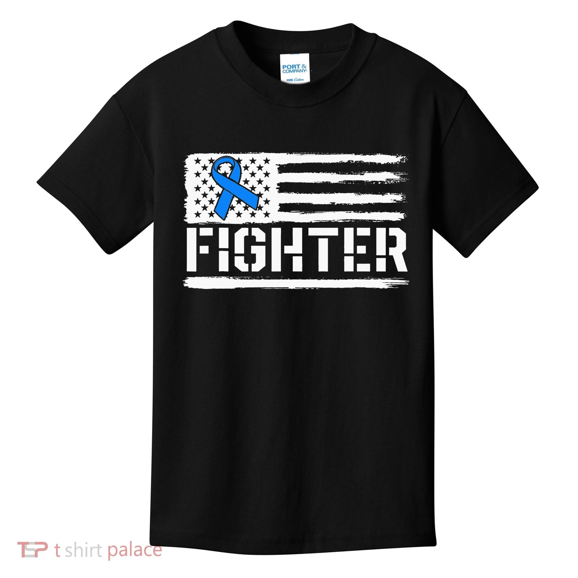 ALS Fighter Warrior Blue American Flag Awareness Ribbon Kids T-Shirt