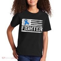 ALS Fighter Warrior Blue American Flag Awareness Ribbon Kids T-Shirt thumb 2