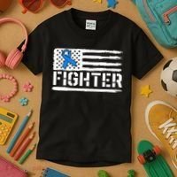 ALS Fighter Warrior Blue American Flag Awareness Ribbon Kids T-Shirt thumb 3