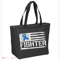 ALS Fighter Warrior Blue American Flag Awareness Ribbon Tote Bag thumb 2