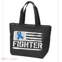 ALS Fighter Warrior Blue American Flag Awareness Ribbon Tote Bag thumb 3