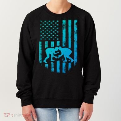 American Flag Wrestling Gift Distressed Wrestle Gift Women's Sweatshirt