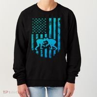 American Flag Wrestling Gift Distressed Wrestle Gift Women's Sweatshirt thumb 0