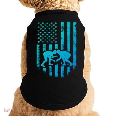 American Flag Wrestling Gift Distressed Wrestle Gift Doggie Tank