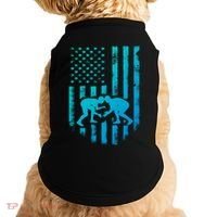 American Flag Wrestling Gift Distressed Wrestle Gift Doggie Tank thumb 0