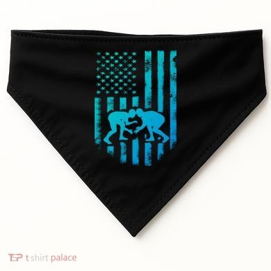 American Flag Wrestling Gift Distressed Wrestle Gift USA-Made Doggie Bandana