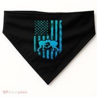 American Flag Wrestling Gift Distressed Wrestle Gift USA-Made Doggie Bandana thumb 0