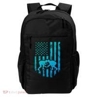 American Flag Wrestling Gift Distressed Wrestle Gift Backpack thumb 0