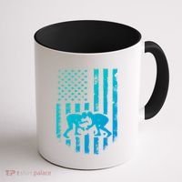 American Flag Wrestling Gift Distressed Wrestle Gift Coffee Mug thumb 1