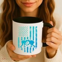 American Flag Wrestling Gift Distressed Wrestle Gift Coffee Mug thumb 3
